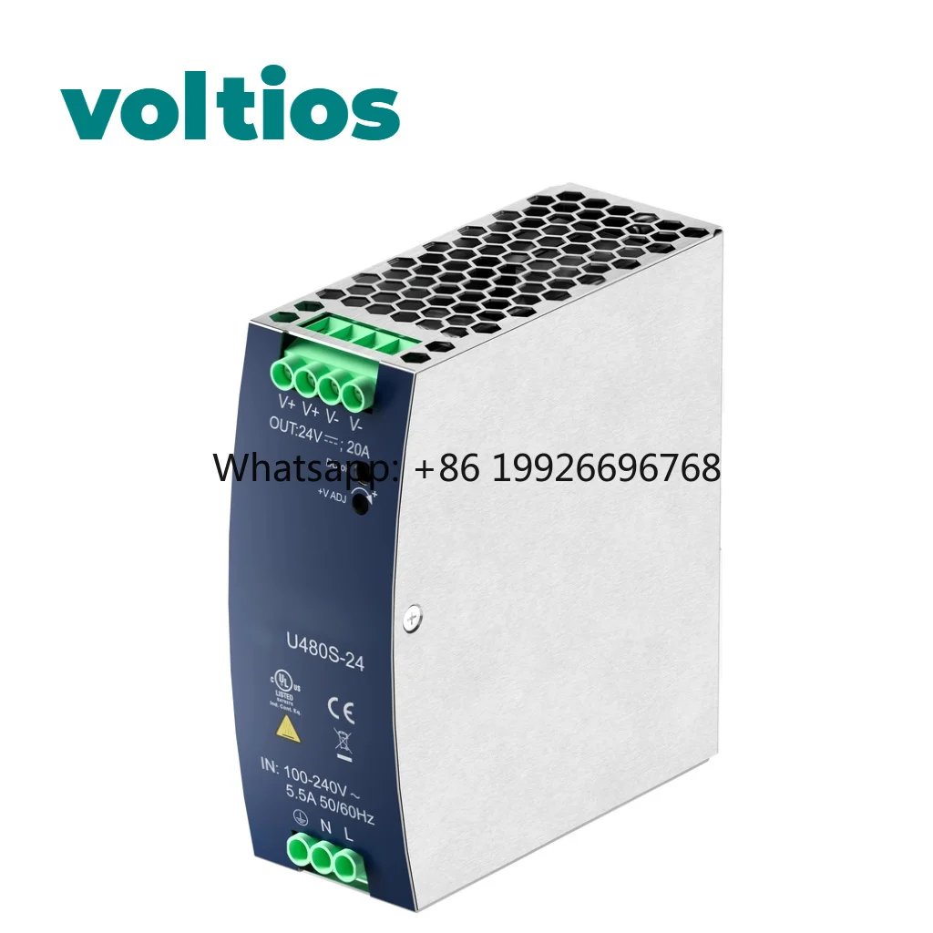 480W 24V 20A Single Output DIN Rail Power Supply with Active PFC 93% Efficiency Current Sharing for Industrial Control