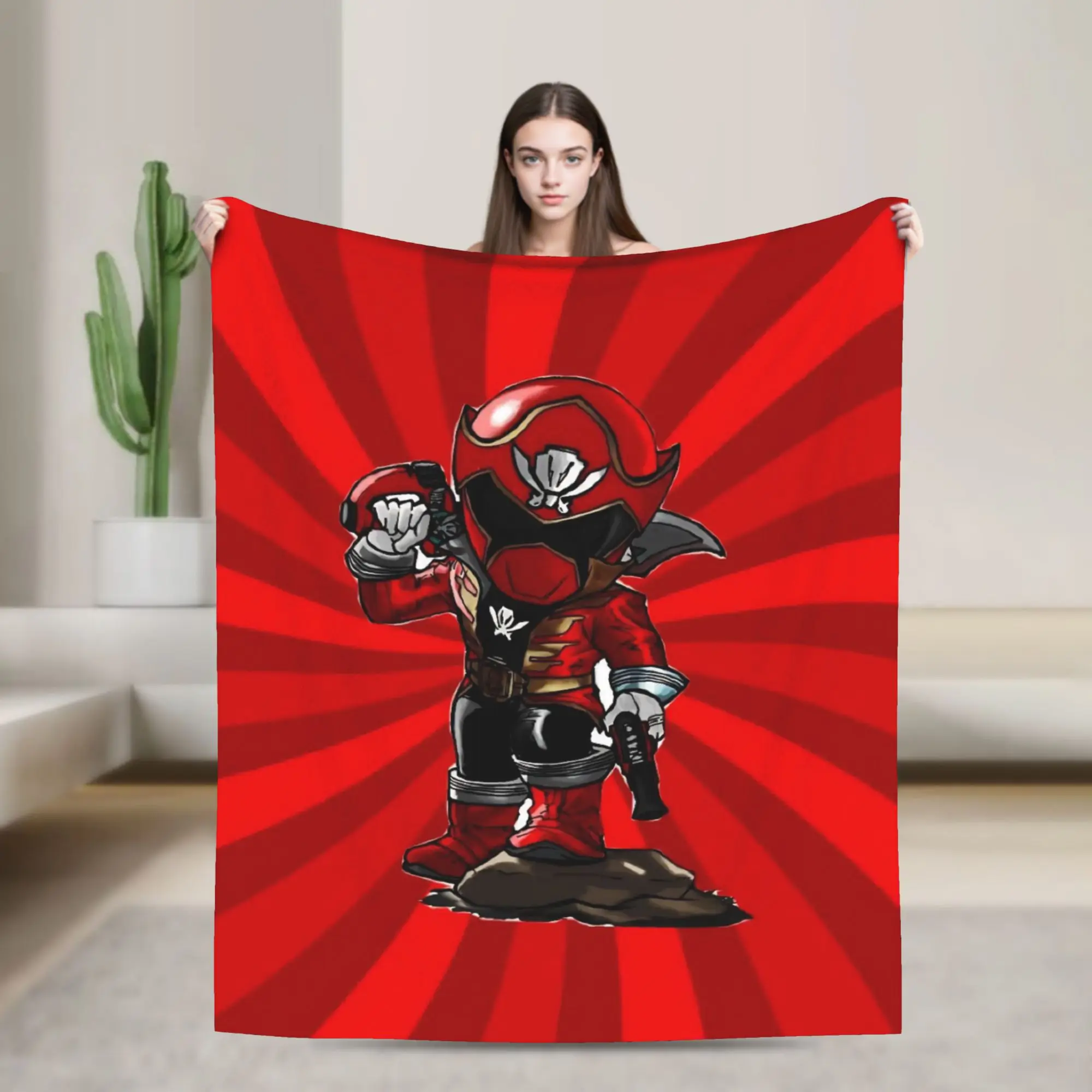 Red Ranger Dinosaur Plush Blankets Power R-Ranger Creative Throw Blanket for Bed Sofa Couch 200x150cm Rug Piece