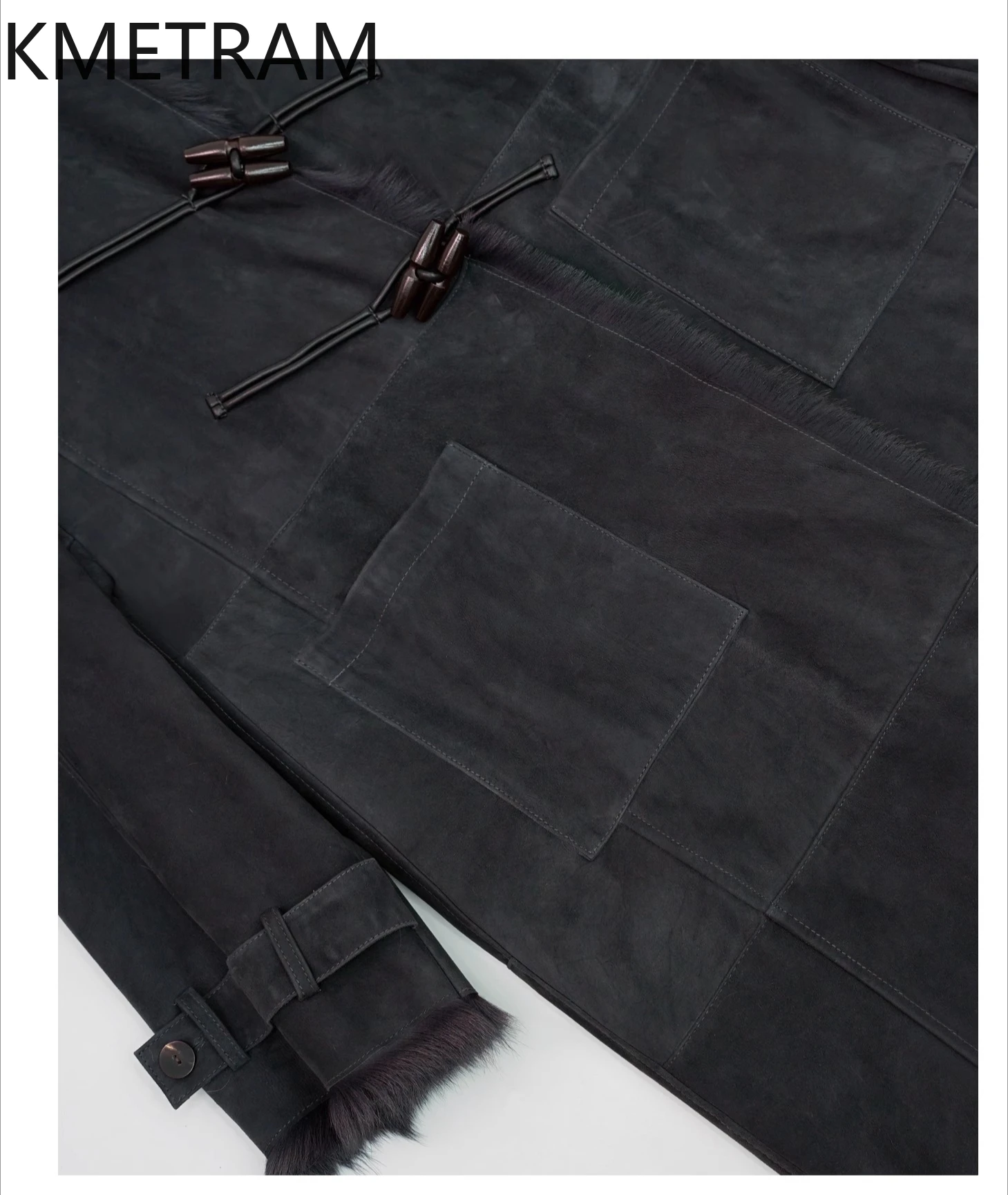 KMETRAM جلد الماعز الطبيعي توسكانا مع الصوف المرفقة معاطف امرأة عالية الجودة طويلة معطف الفرو الحقيقي الملابس الشتوية 2025 šыба vrouwska