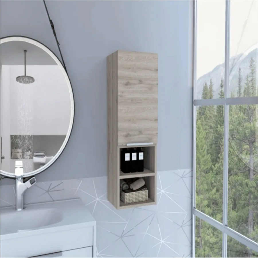 

Medicine Cabinet Hazelton Open and Interior Shelves Light Gray Finish