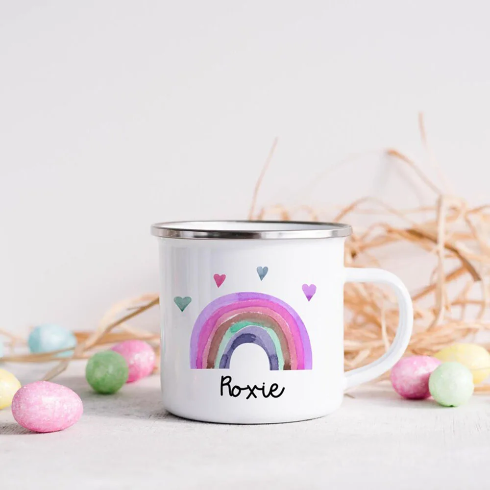 

Customized Children's Enamel Mug With Personalized Name Rainbow Enamel Cup As A Gift For Children's Customized Name Mug