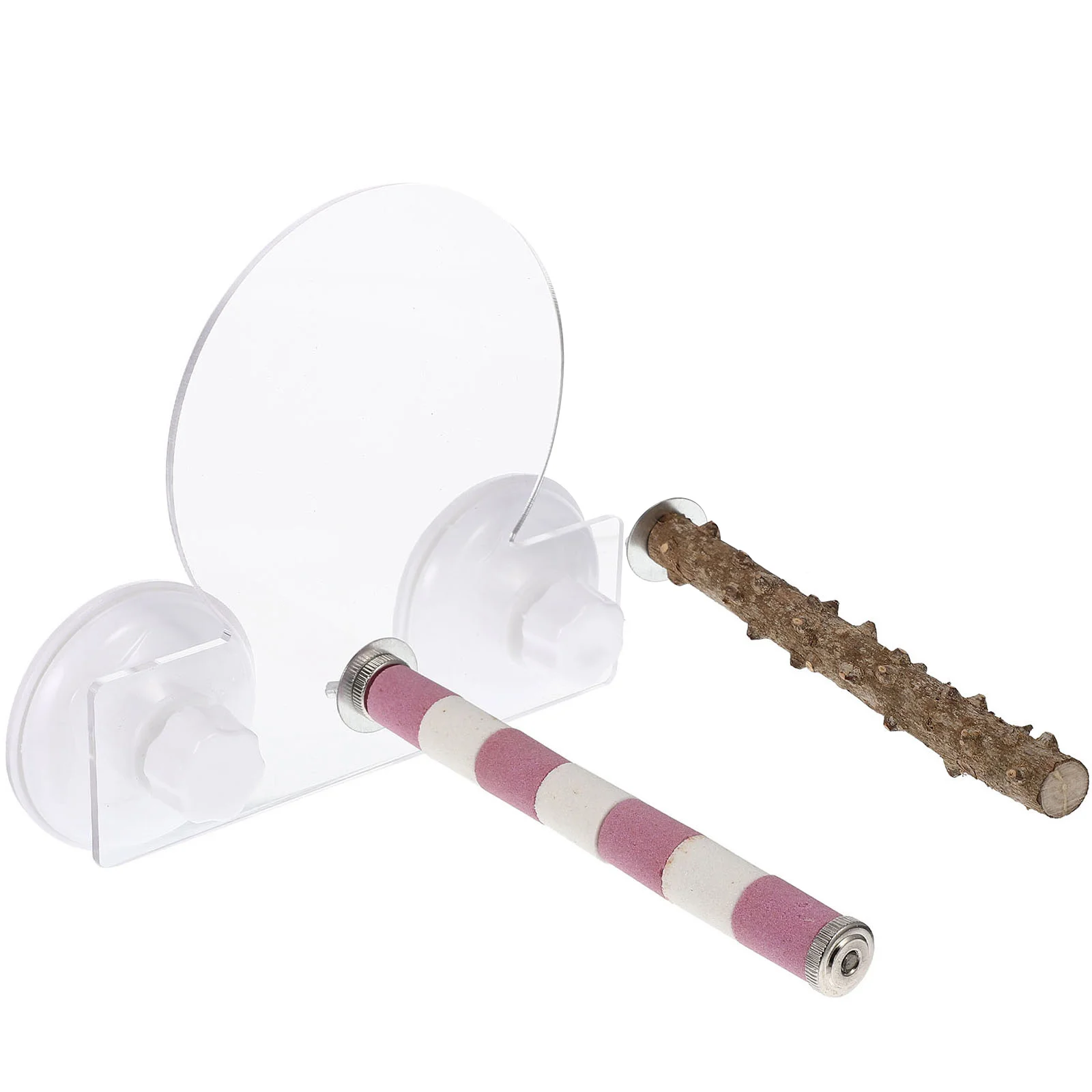 

1Set Bird Perch Stand Rod Suction Cup Mount Parrot Balance Training Dental Care Cage Window Branches Chewing Stick