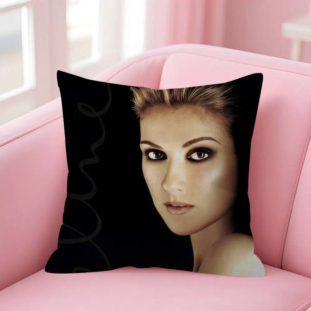Celine Dion Schwarz-weißer, doppelseitig bedruckter Kissenbezug, kurzer Plüsch, geeignet für Wohnzimmer, Schlafzimmer, Dekokissenbezug – Detail 9