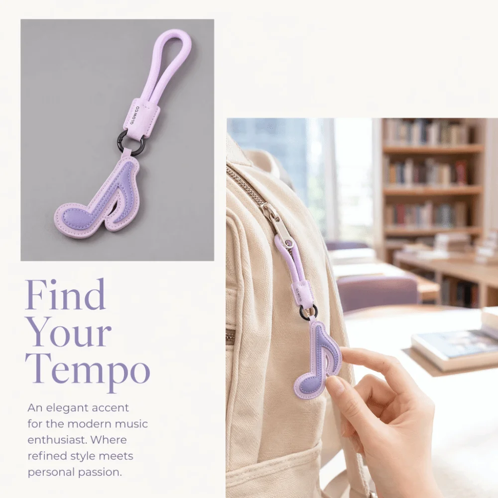 Beamed Sixteenth Note Musical Note Keychain Treble Note Creative Music Pendant Fashion Eighth Note PU Leather Keyring