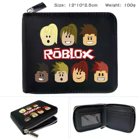 Roblox Game Cartoon Print Short Fold Wallet Portable Coin Storage Money Purse for Students - Ideal Student Gift