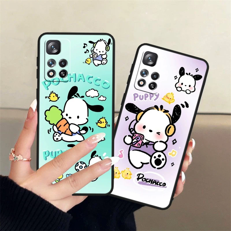 Pochacco Cute Cartoon For Xiaomi Redmi Note 13 12 11S 11 10 Pro Plus Soft TPU Shockproof Black Phone Case