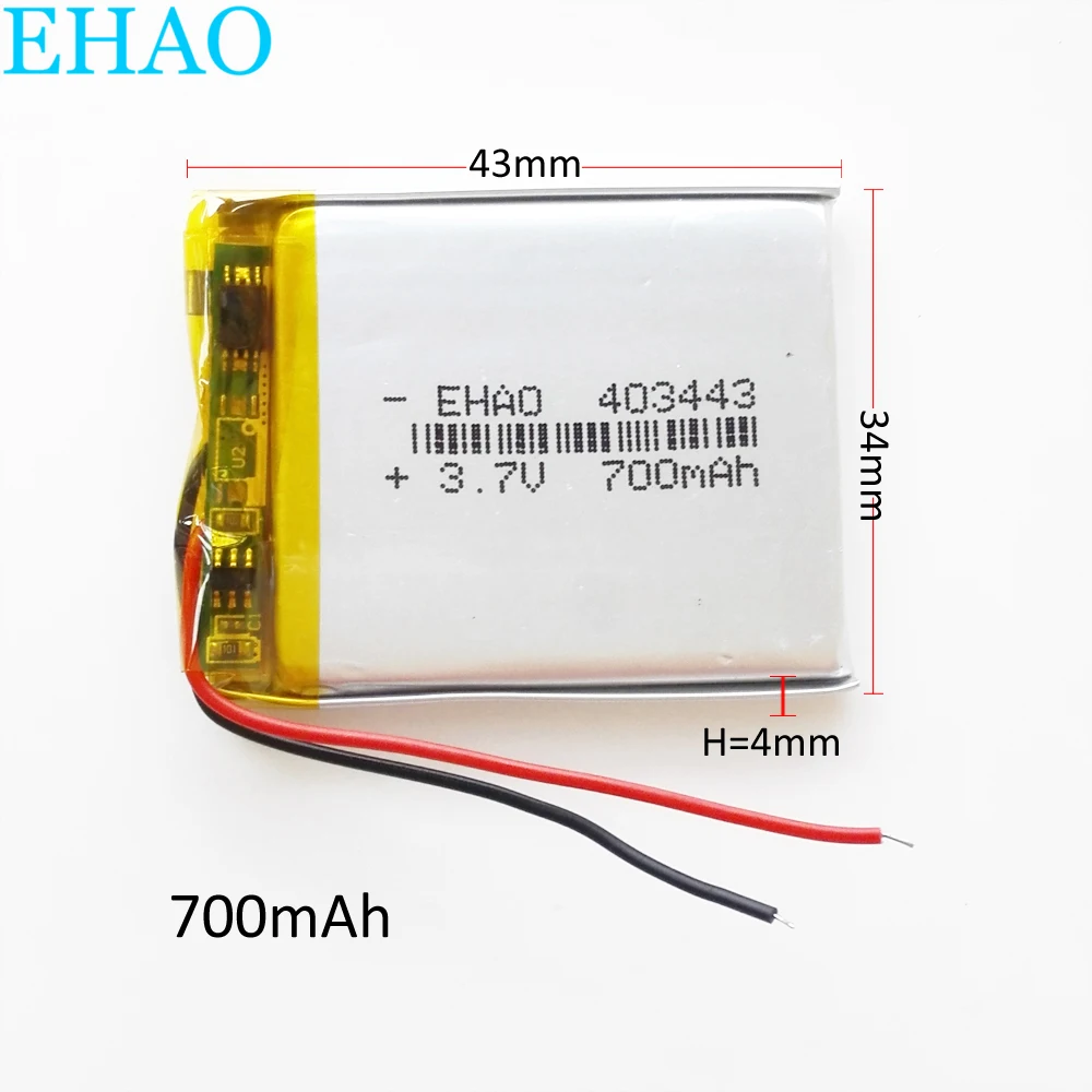

EHAO 403443 3.7V 700mAh Lithium Polymer LiPo PLIB Rechargeable Battery For Mp3 GPS Mobile Electronic Part 4*34*43mm