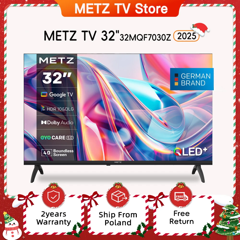Metz QLED TV 32 "40" pouces télévision LED intelligente Google Tele HDR 10 Dolby Audio Bluetooth 5.1 accordeur de soins oculaires 2025 32MQF7030Z