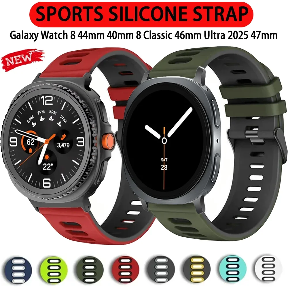 Silicone Strap for Samsung Galaxy Watch 8 44mm 40mm Classic 46mm Sport Breathable Bracelet for Galaxy Watch Ultra 2025 47mm Band