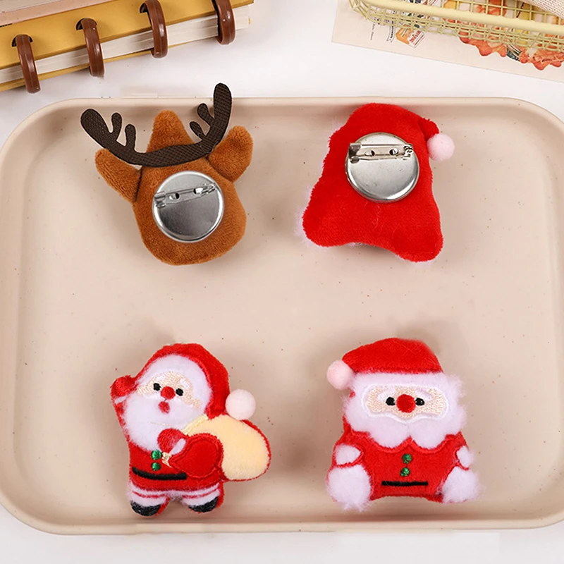 Fashion Kawaii Christmas Plush Toys Brooch Cartoon Cute Doll Brooch Exquisite Backpack Decoration Accessories Gifts
