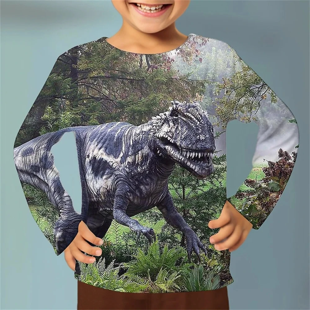 Animals Dinosaur 3D Print Long Tshirts Kids Summer Fashion Casual Boy Girl Unisex Children\'s Clothing Tshirt Girls Clothes