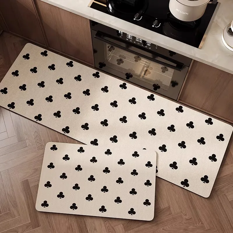 

Cream Style Kitchen Carpet Home Decoration Waterproof Oil-proof Rug PVC Leather Washable Kitchen Mat for Floor 주방바닥매트 שטיח למטבח