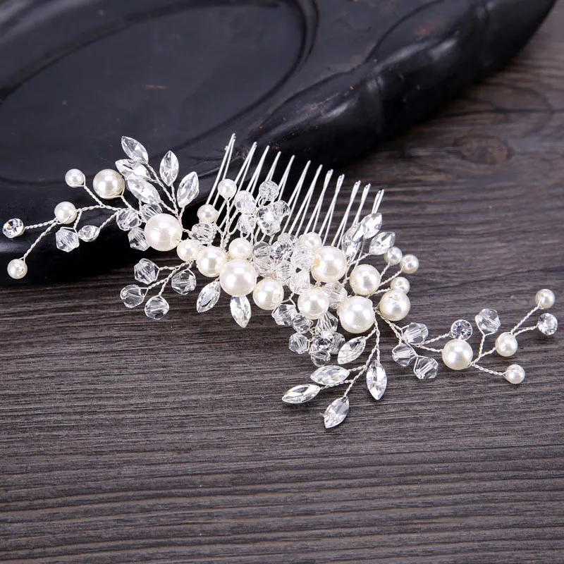 Elegant Imitation Pearl Hair Comb Bride Handmade Headdress Flower Female Jewelry Wedding Accessories Hair Ornaments