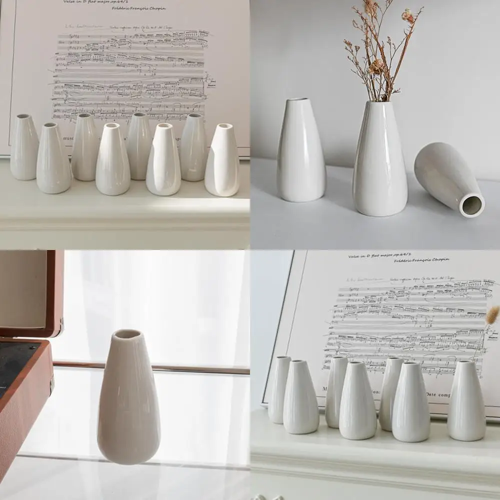 

Set of 16 Modern White Ceramic Vases, 5.1 Tall, Minimalist Style for Home and Office Decor, Suitable for Fresh or Fake Flowers