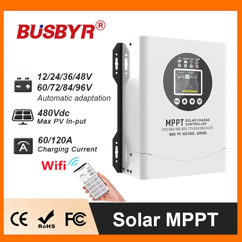 MPPT12V-96V High Voltage Solar Charge Controller, LCD Display Home Energy Storage Control System For Solar Roofs RVs Adaptive