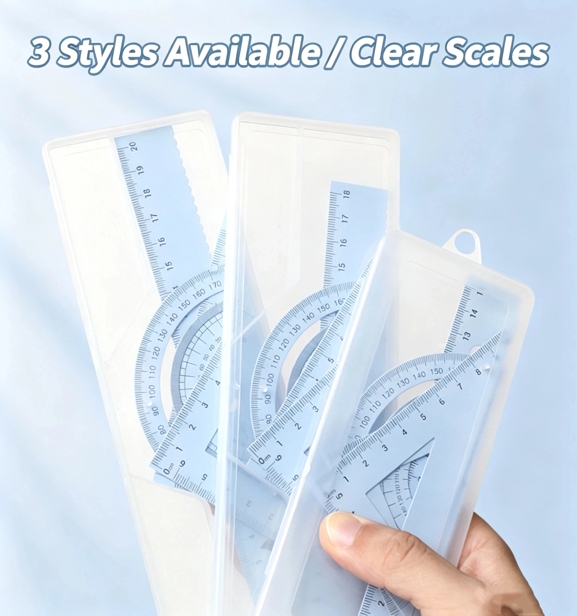 4-in-1 high carbon steel ruler paper set, multifunctional combination ruler triangle protractor for drawing