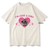 Sad Hamster Meme Im Just A Girl T Shirts Men/Women Clothing Harajuku Aesthetic Tshirt Vintage Unisex Streetwear Cotton Tops