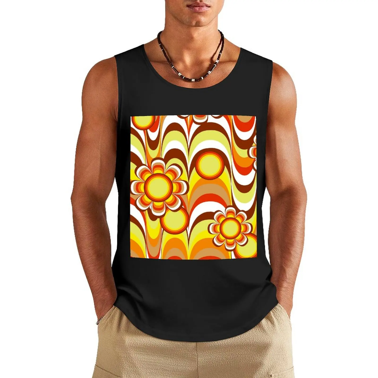 

Groovy 60s Psychedelic Flower Tank Top Man sleeveless shirt Men's gym Men's fitness t-shirt men clothing