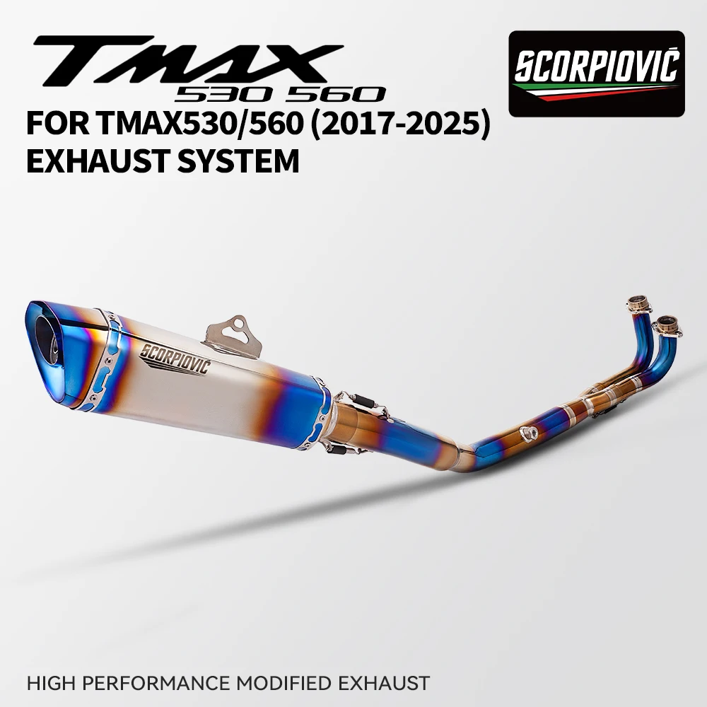

Full Exhaust system Titanium alloy Front link Pipe Exhaust muffler Modified Escap moto For Tmax530 Tmax560