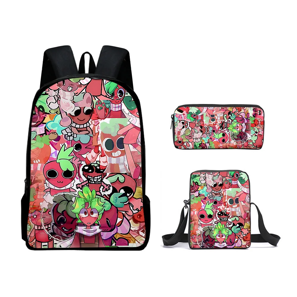 Beliebte jugendliche Neuheit Dandy's World 3D-Druck 3 teile/satz Student Reisetaschen Laptop Daypack Rucksack Umhängetasche Federmäppchen