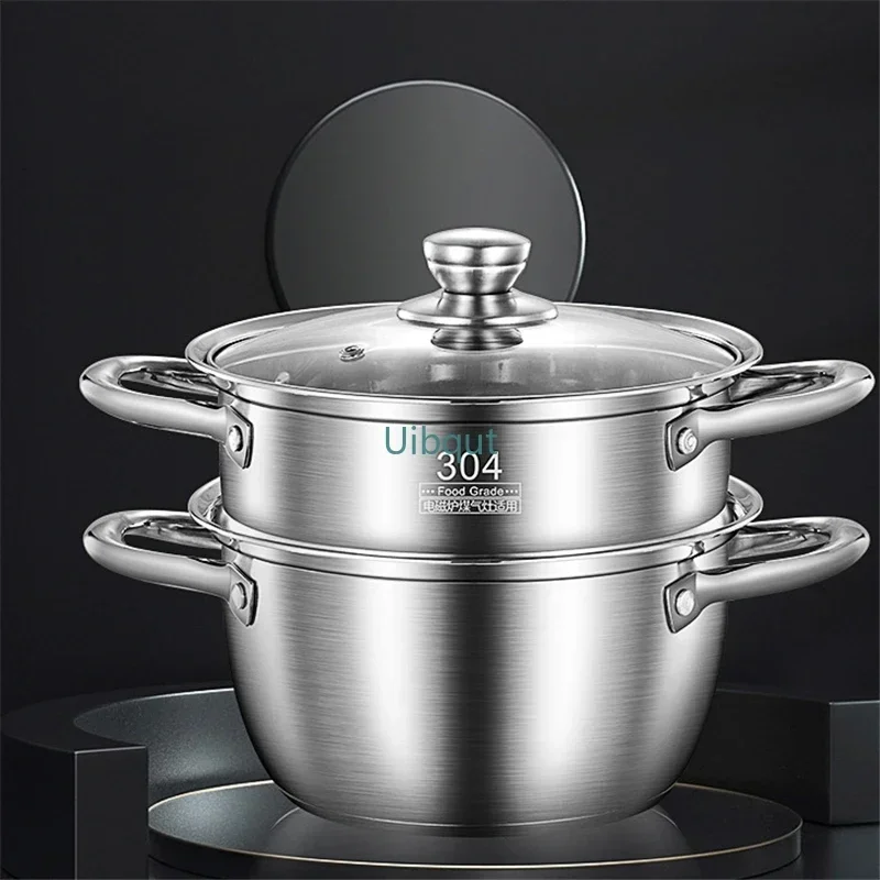 20-24CM thick soup pot 304 stainless steel steamer Congee Noodle Pot Soup Small Boiling for Gas Induction Cookers Hotpot