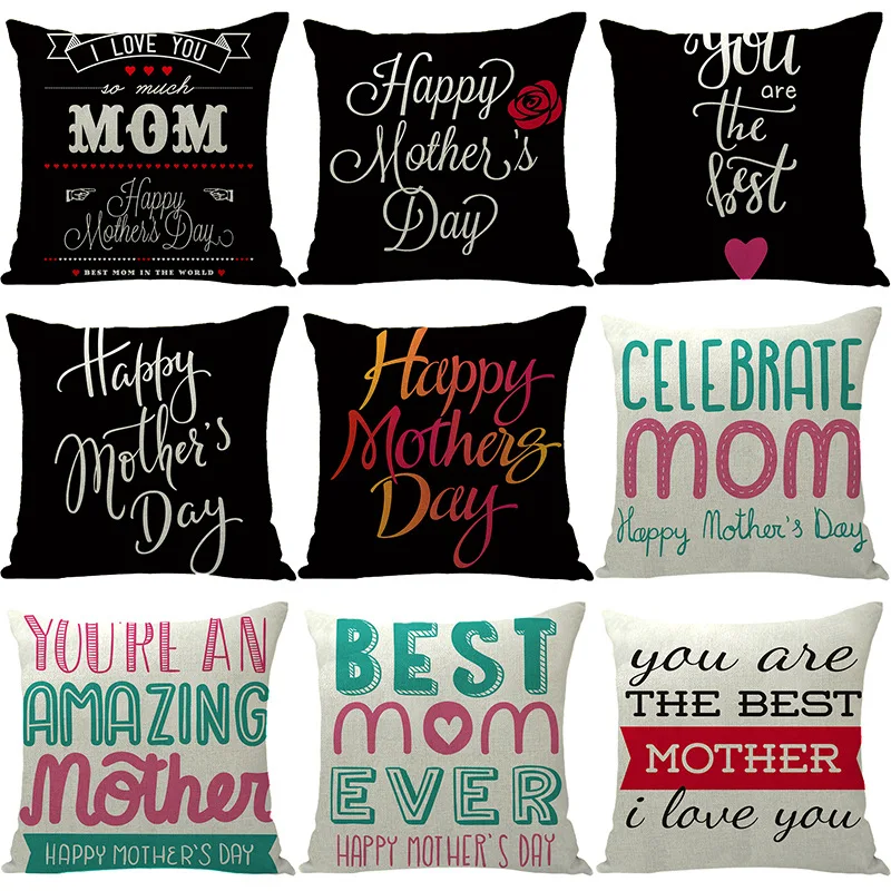 

Happy Mother's Day Pillowcase with Colorful Letters Pillow Cover for Sofa Bed Chair Pillow Case Home Decor Room Aesthetics 45x45