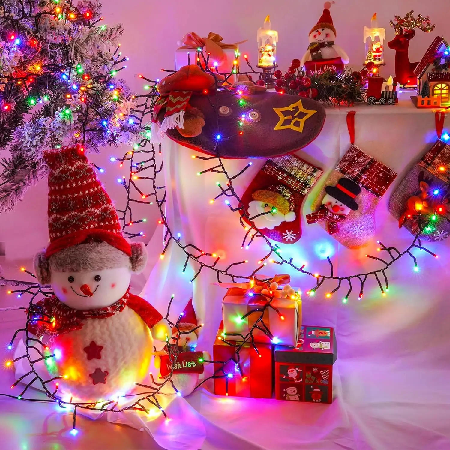 Multicolor Cluster Christmas Lights, 50 FT, 1000 LED, Remote Included
