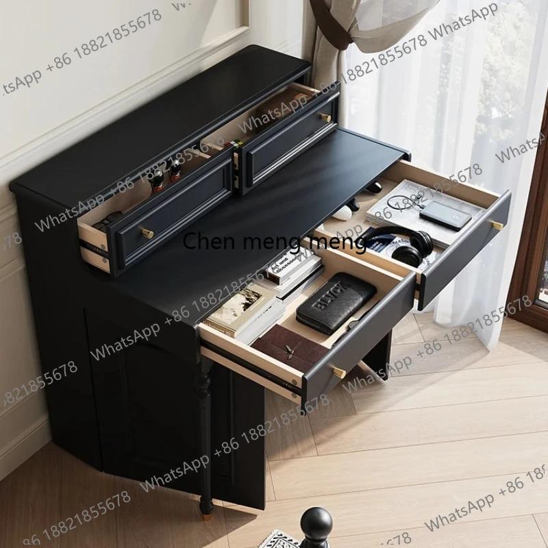 

French retro desk designer high-end study table modern black home bedroom computer table simple