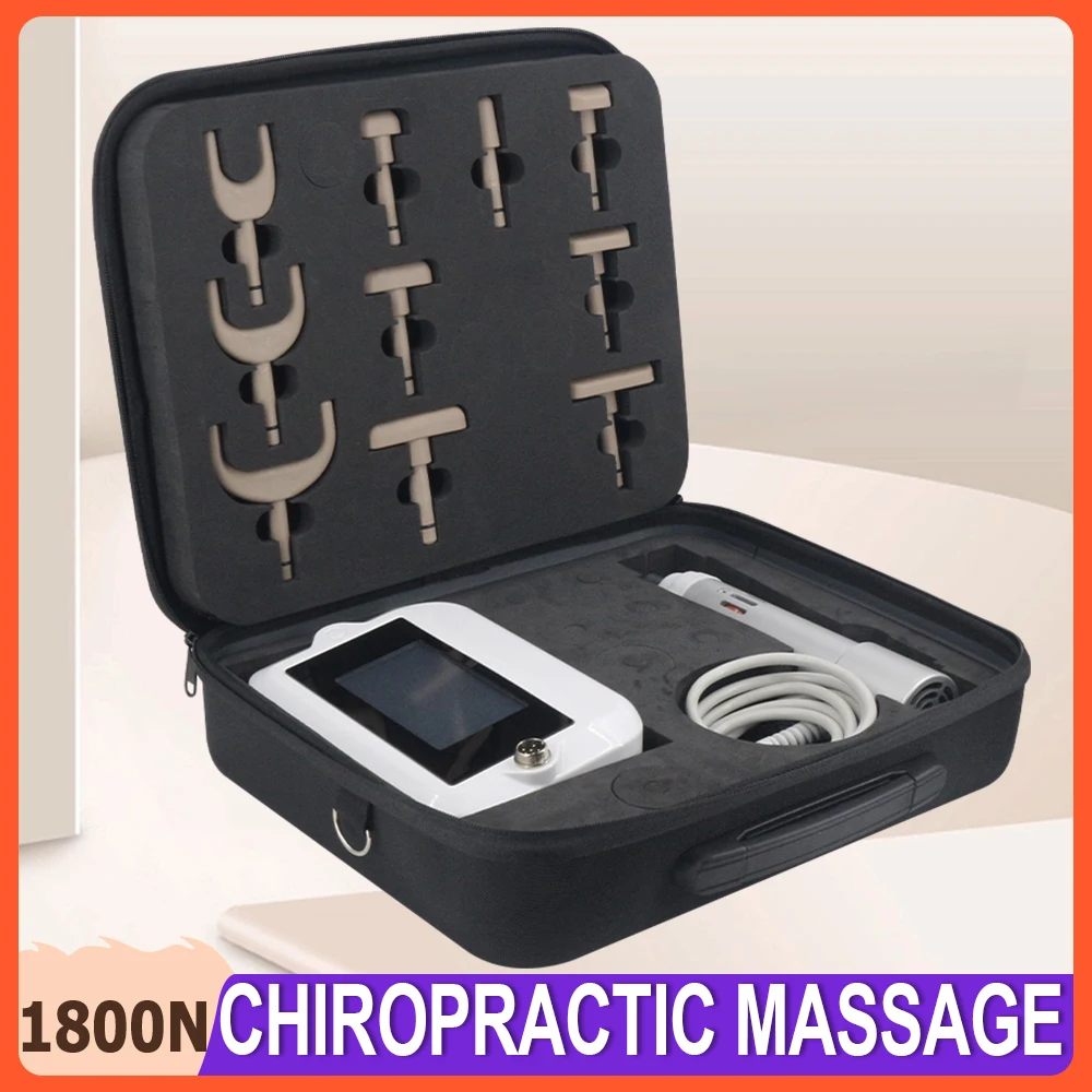 Portable Electric Correction Gun 1800N Chiropractic Adjusting Instrument Spine Adjustable Intensity 10Heads Back Therapy Massage