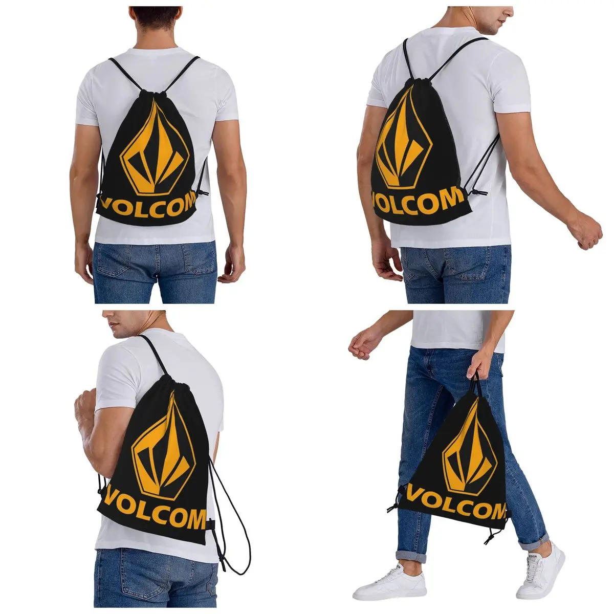 Volcom 로고 백팩, 캐주얼 휴대용 드로스트링 백, 스포츠 가방, 남녀공용 학교 책 가방