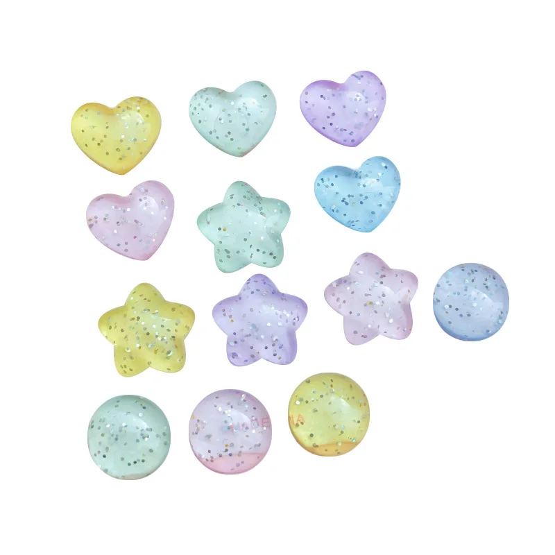 14pcs Candy Color Shoes Charms Removable Colorful Heart Star Shoes Accessories for Girls Summer Shoes DIY Gift