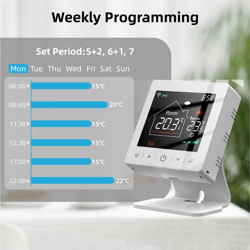 Imagen 2 del producto Termostato Wifi inteligente para el hogar, caldera de gas inalámbrica tuya RF, calefacción programable, control remoto de temperatura ambiente con alexa y google