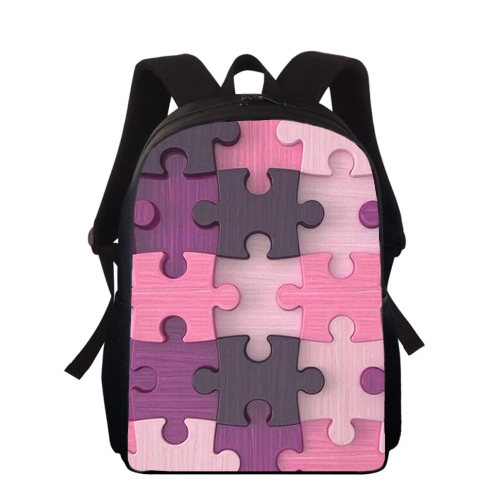 Personality Art Puzzle 16” 3D Print Kids Backpack Primary School Bags for Boys Girls Back Pack Students School Book Bags