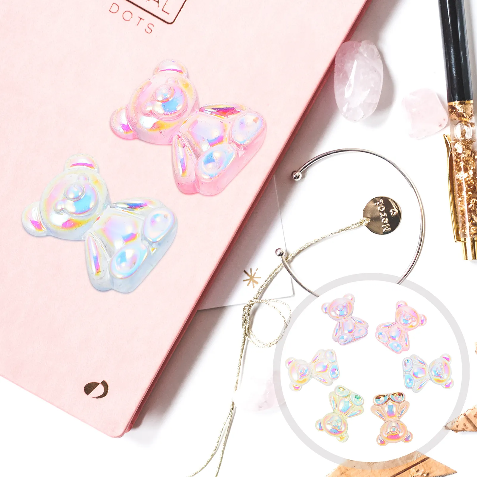 

30 шт. полимерных подвесок в форме медведя для рукоделия, декоративные украшения для серег, ожерелий, изготовления кулонов, аксессуары для чехлов для телефонов