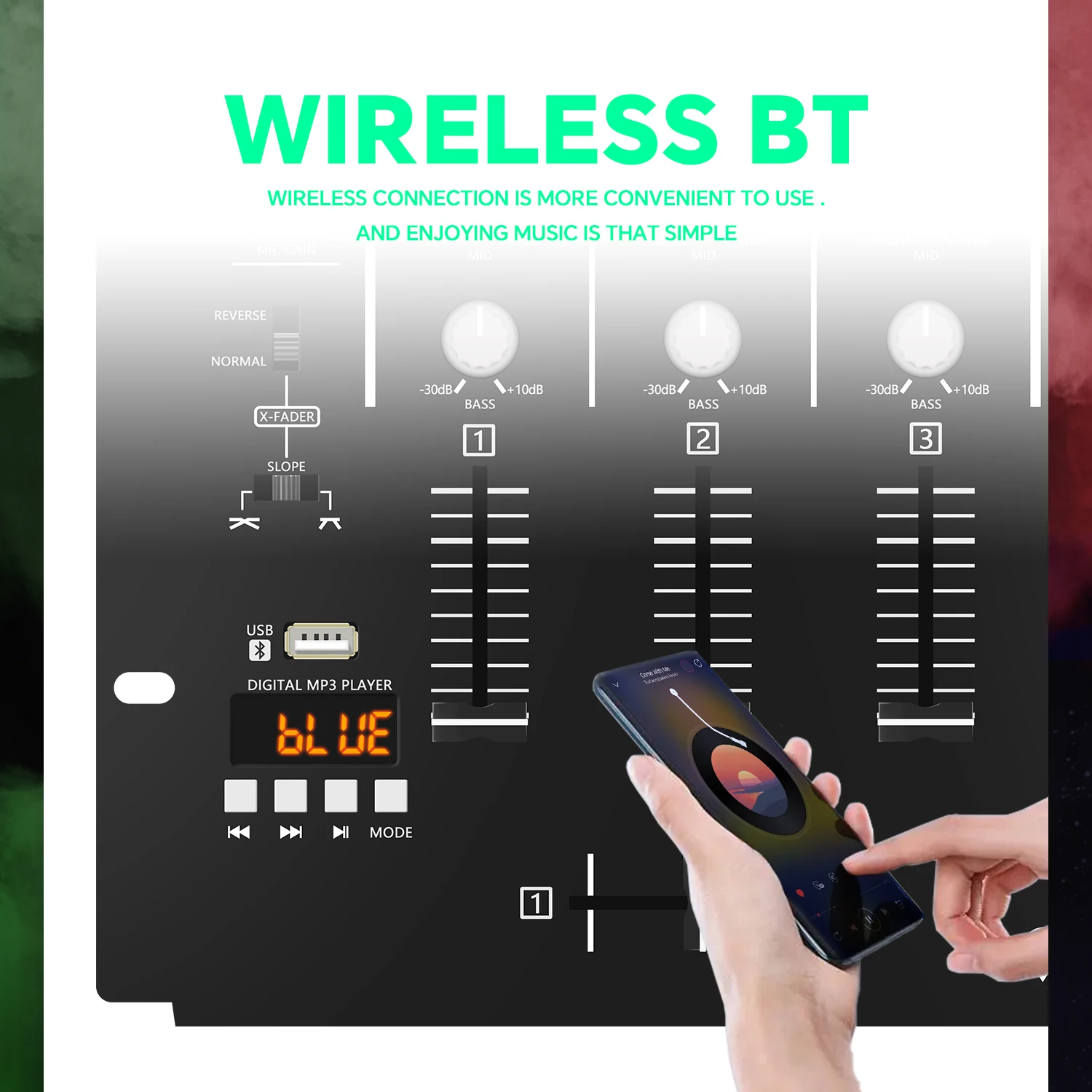 Mezclador estéreo de Audio profesional OEM de 4 canales GAX-DM4 con tarjeta de sonido, consola mezcladora de DJ para escenario KTV en casa