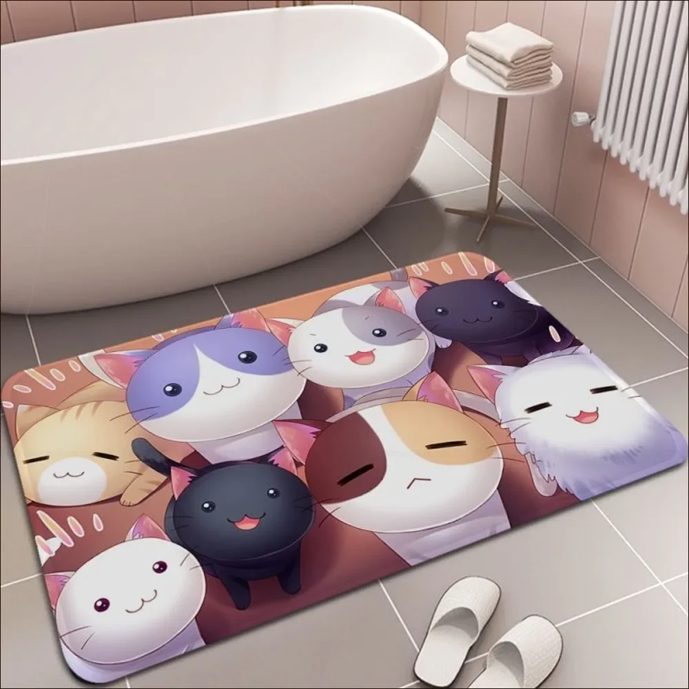 Pink Anime Cat Paw  Floor Mat Entrance Door Mat Washable Non-Slip Living Room Sofa Chairs Area Mat Kitchen Welcome Doormat