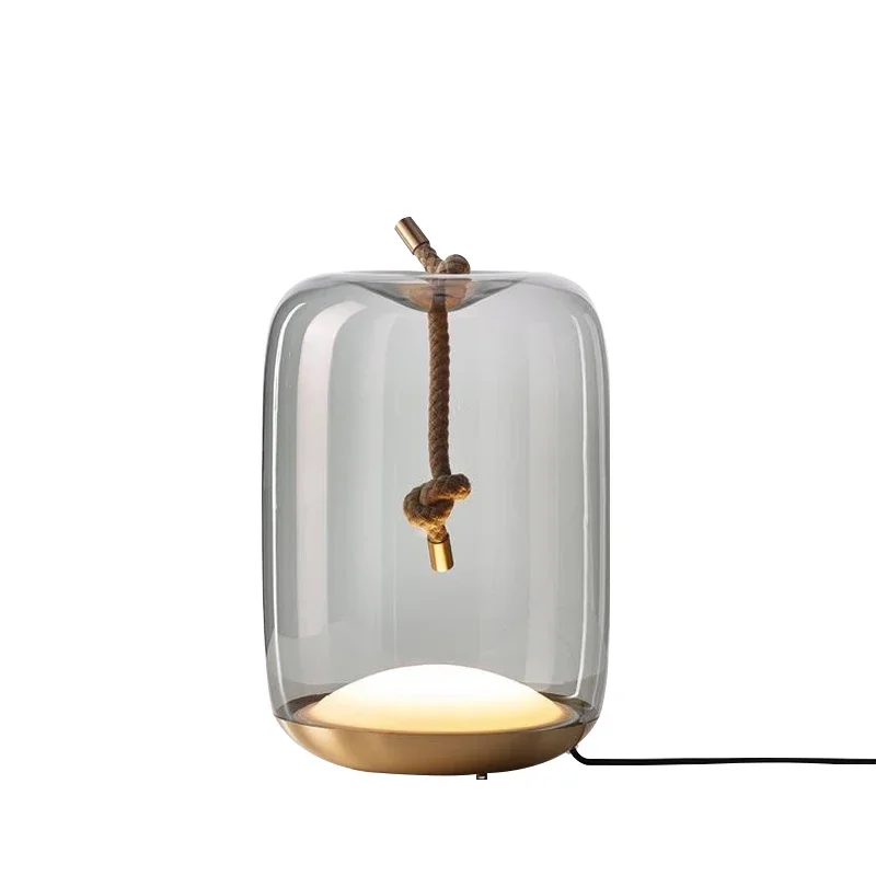 Hemp rope glass table lamp led art table lamp fashion living room bedside decorative table lamp