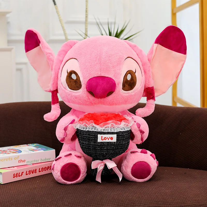 Nuevo paquete de rosas de peluche de Disney, muñecos de punto, juguete de peluche interestelar de Ángel, muñeca grande de dibujos animados, regalo de Navidad y San Valentín