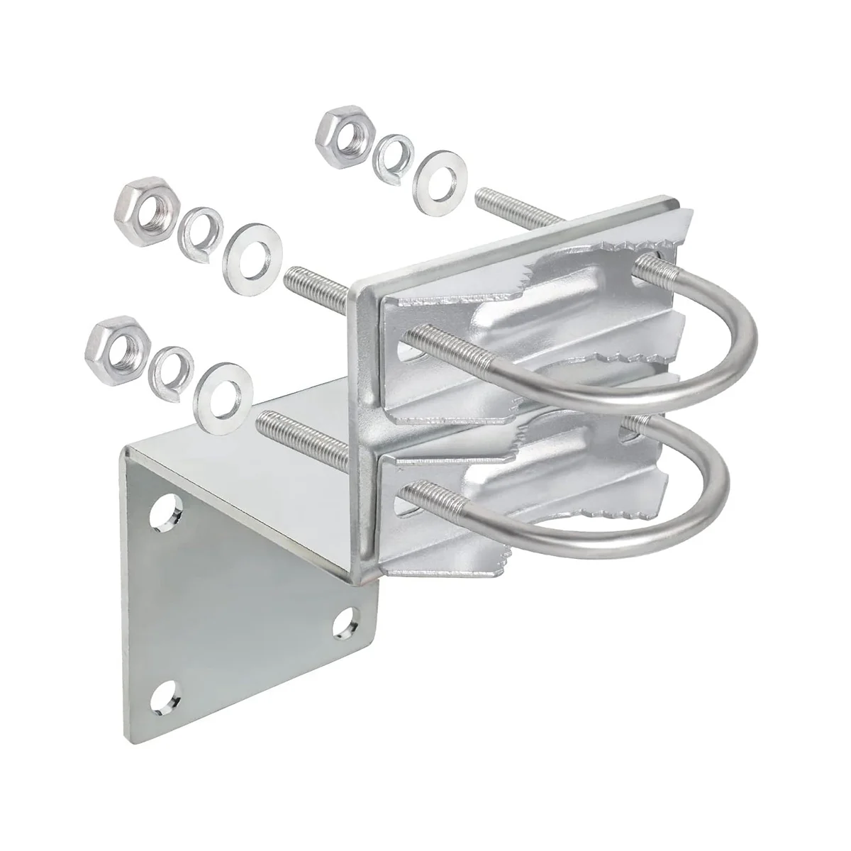 

Antenna Pole Mount Kits, Antenna Pole Mount Bracket with Double U-Bolts Clamp V Jaw Bracket for Antenna Pole Holder