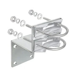 Antenna Pole Mount Kits, Antenna Pole Mount Bracket with Double U-Bolts Clamp V Jaw Bracket for Antenna Pole Holder