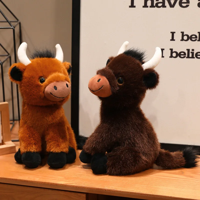 27CM Kawaii Cartoon Simulatie Anime Naughty Highland Koe Knuffel Knuffel kinderen Buffalo Handgemaakte Pop Buffalo Gift