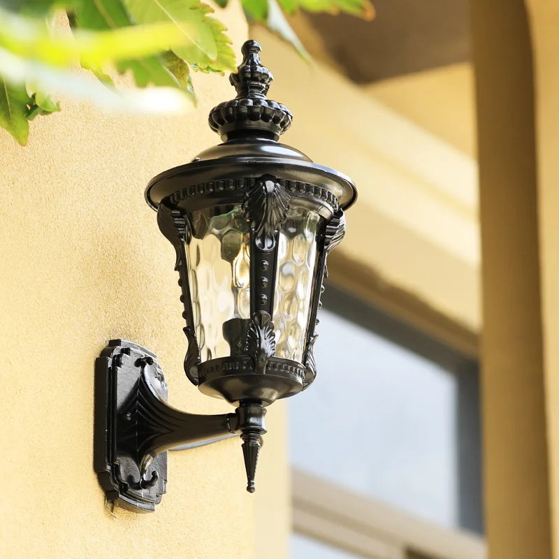 

Modern Retro Black Wall Lamp with LED Light Source Waterproof Outdoor Patio Lantern for Garden Porch Decor Wall Mounted Fixtures