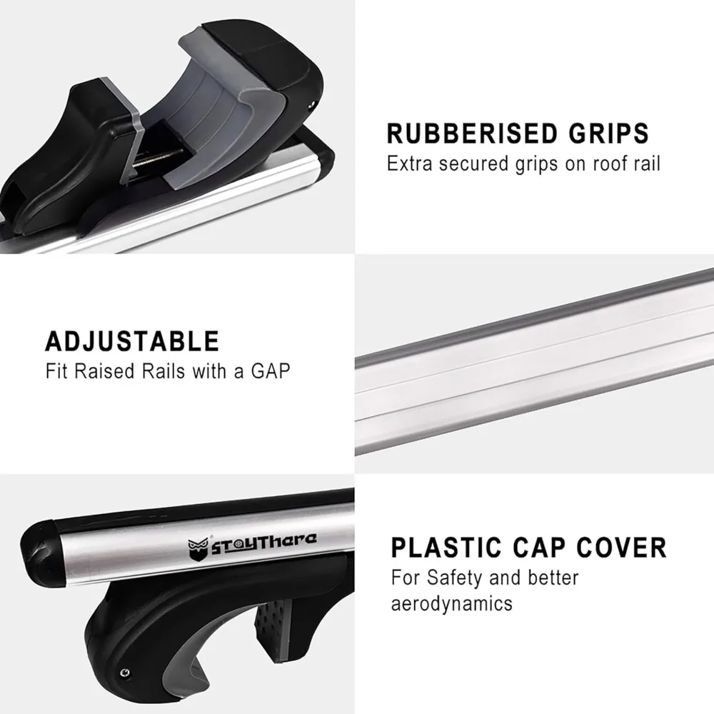 Universal Car Roof Rack Cross Bars 56" Aero Aluminum Adjustable for Most Vehicles with Raised Side Rails, 200 lbs Load Capacity