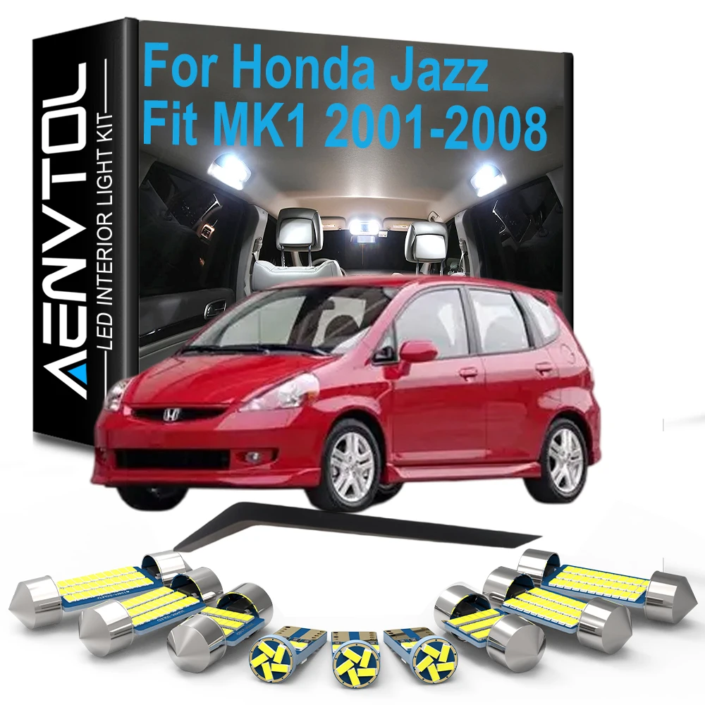 9Pcs Canbus LED Interior Dome Map Light Kit For Honda Jazz Fit MK1 2001 2002 2003 2004 2005 2006 2007 2008 Car LED Bulb