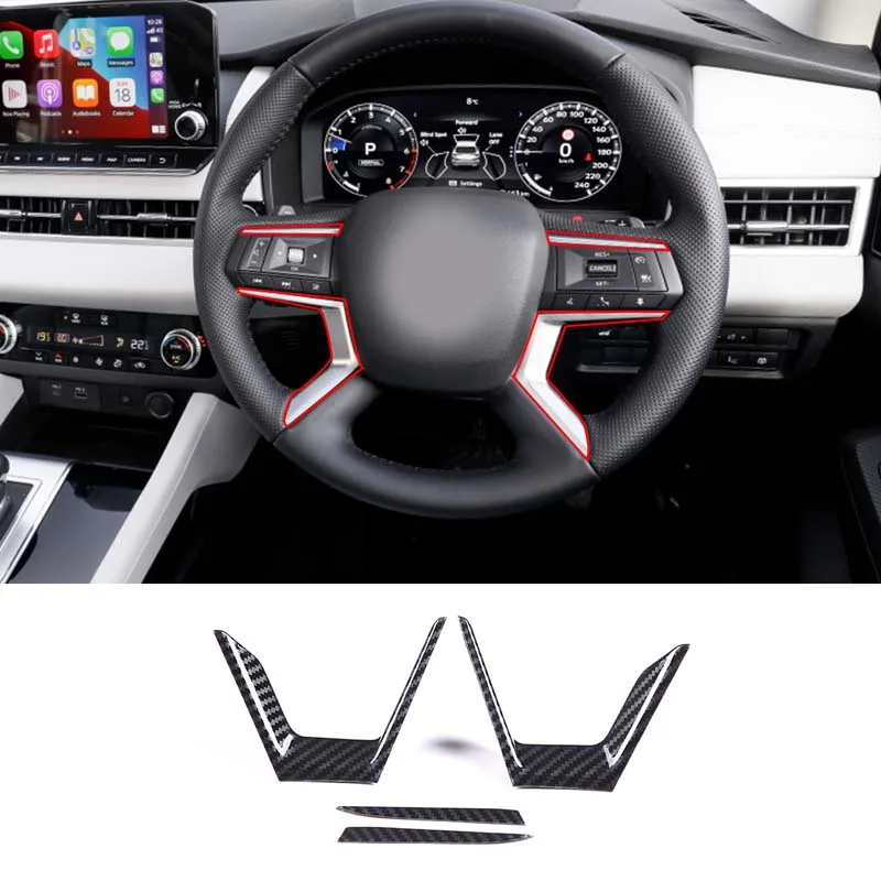 

For Mitsubishi Outlander 2022 2023 2024 2025 ABS Carbon Fiber Car Steering Wheel Decorative Cover Interior Accessories
