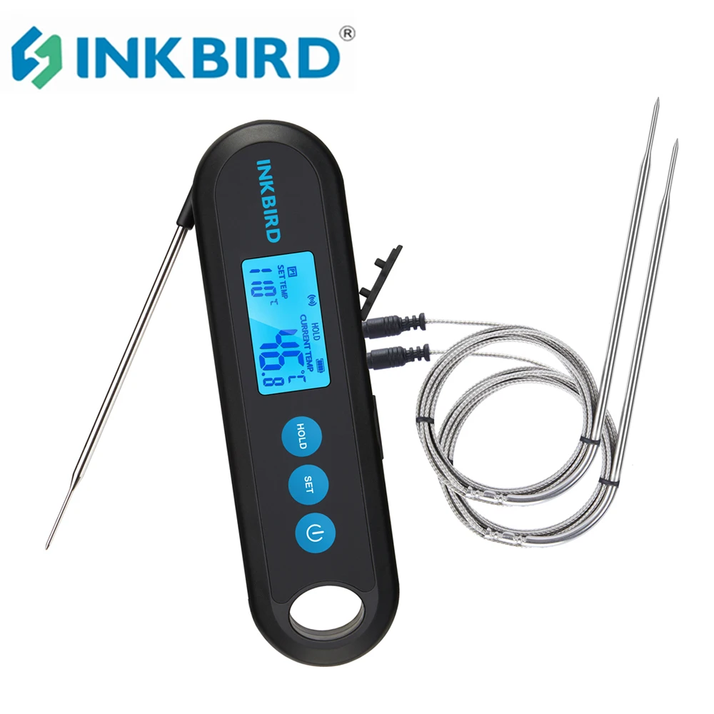 

INKBIRD Digital Meat Thermometer 2 Sec Instant Readout IHT-2PB With External Probes Bluetooth Backlight Display For Grilling BBQ