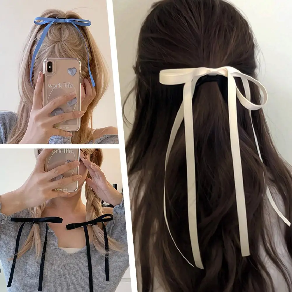 2PC Braided Bows Hair Clips Ribbons Double Ponytails Long Wholesale Ultra Fashionable Sweet Trendy Hairpins Headwear Cute K T8N6