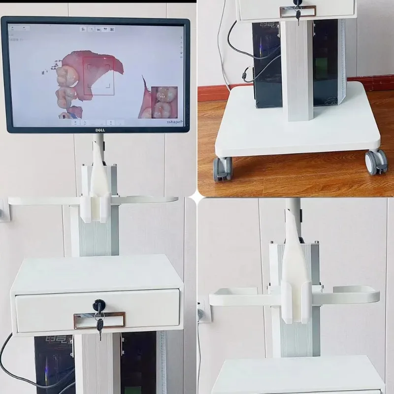 Алюминий + АБС-пластик, больничная тележка для полости рта с держателем сканера, офисная мобильная тележка для клиники