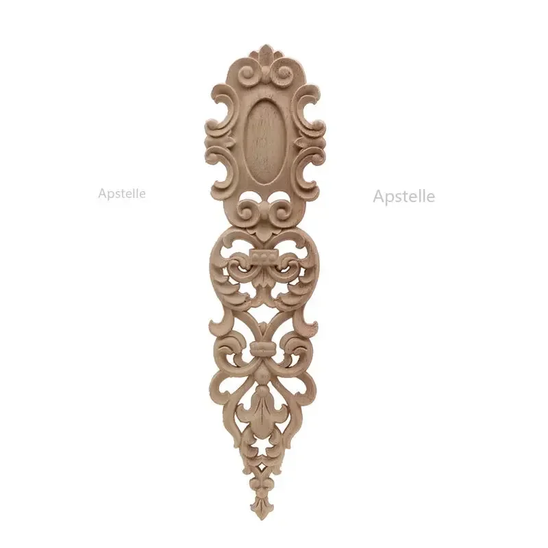 Long Rose Flower Exquisite Carving Natural Wood Appliques Furniture Wooden Mouldings Wmqe Vintage Unpainted Decoration Decal