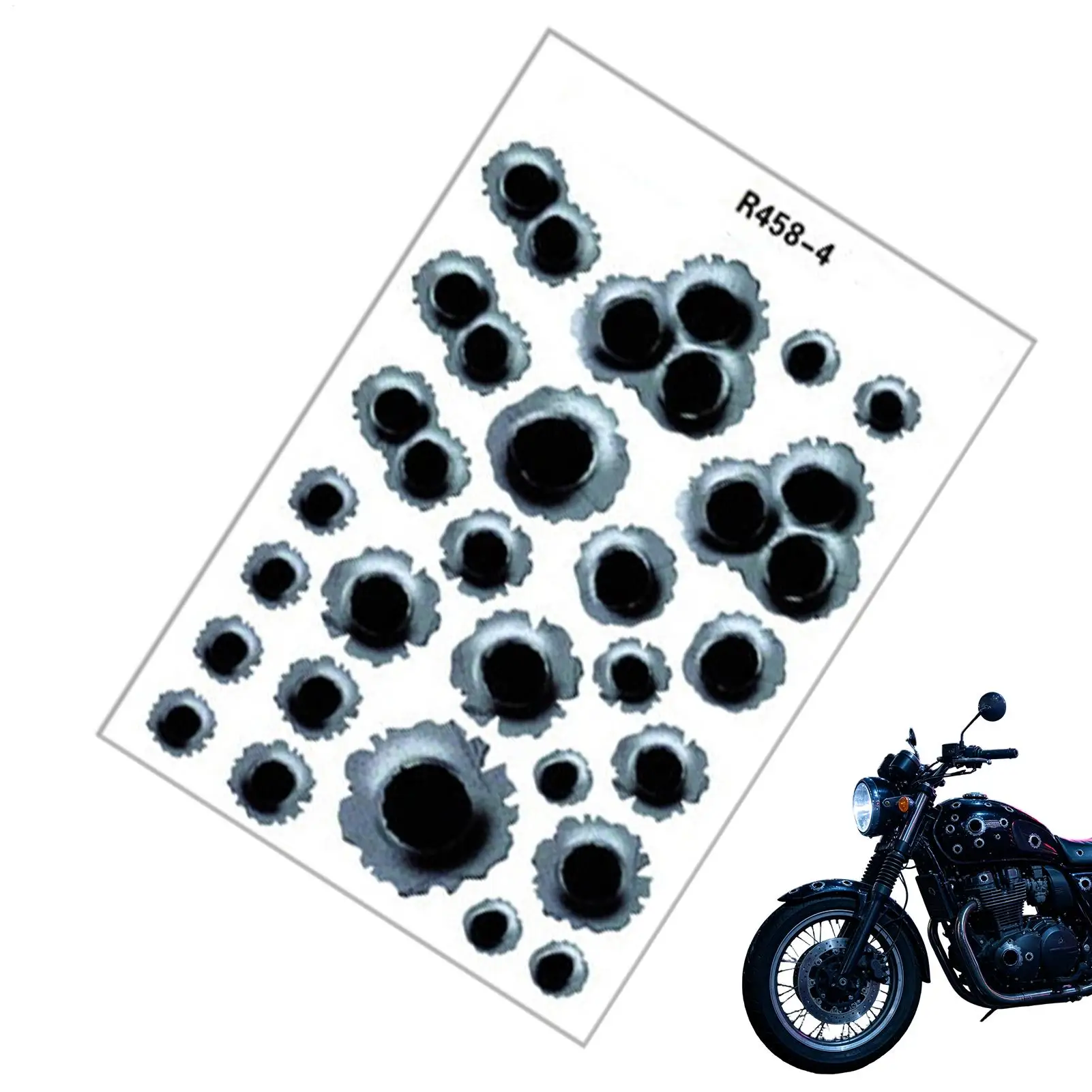 Bullet Hole Stickers Waterproof Realistic Strong Adhesive Car Decorations Motorcycle Stickers Dent Cover For Door Motorcycle